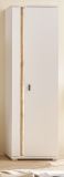 Stauraumschrank Bellport in wei� matt und Wotan Eiche Mehrzweckschrank inklusive Frontbeleuchtung 55 x 200