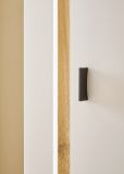 Stauraumschrank Bellport in wei� matt und Wotan Eiche Mehrzweckschrank inklusive Frontbeleuchtung 55 x 200