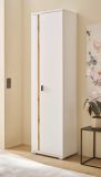 Stauraumschrank Bellport in wei� matt und Wotan Eiche Mehrzweckschrank inklusive Frontbeleuchtung 55 x 200