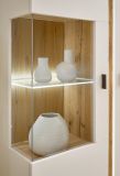 Vitrine Bellport in wei� matt und Wotan Eiche Highboard inklusive Frontbeleuchtung 80 x 125 cm