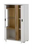 Vitrine Bellport in wei� matt und Wotan Eiche Highboard inklusive Frontbeleuchtung 80 x 125 cm