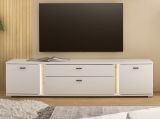 TV-Lowboard Bellport in wei� matt und Wotan Eiche TV Unterteil inklusive Frontbeleuchtung 200 cm