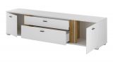 TV-Lowboard Bellport in wei� matt und Wotan Eiche TV Unterteil inklusive Frontbeleuchtung 200 cm