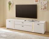 TV-Lowboard Bellport in wei� matt und Wotan Eiche TV Unterteil inklusive Frontbeleuchtung 200 cm