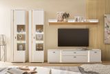 TV-Lowboard Bellport in wei� matt und Wotan Eiche TV Unterteil inklusive Frontbeleuchtung 200 cm
