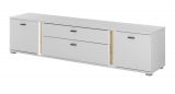 TV-Lowboard Bellport in wei� matt und Wotan Eiche TV Unterteil inklusive Frontbeleuchtung 200 cm