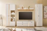 Wandboard Bellport in wei� matt und Wotan Eiche Wandregal inklusive Beleuchtung 150 cm