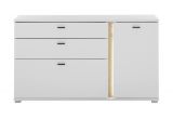 Sideboard Bellport in wei� matt und Wotan Eiche Kommode inklusive Frontbeleuchtung 150 cm