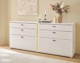 Sideboard Bellport in wei� matt und Wotan Eiche Kommode inklusive Frontbeleuchtung 200 cm