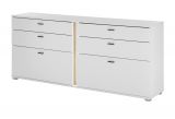 Sideboard Bellport in wei� matt und Wotan Eiche Kommode inklusive Frontbeleuchtung 200 cm