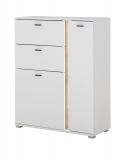 Highboard Bellport in wei� matt und Wotan Eiche Kommode inklusive Frontbeleuchtung 100 x 125 cm