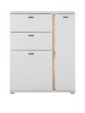 Highboard Bellport in wei� matt und Wotan Eiche Kommode inklusive Frontbeleuchtung 100 x 125 cm