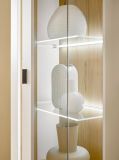 Wohnwand Bellport in wei� matt und Wotan Eiche Wohnkombination inklusive Frontbeleuchtung 330 x 200