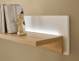 Wohnwand Bellport in wei� matt und Wotan Eiche Wohnkombination inklusive Frontbeleuchtung 290 cm
