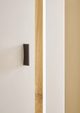 Wohnwand Bellport in wei� matt und Wotan Eiche Wohnkombination inklusive Frontbeleuchtung 330 x 200