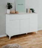 Sideboard Visby in wei� und Sandstein Wohn- und Esszimmer Kommode 133 x 92 cm