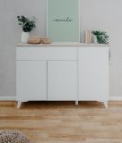 Sideboard Visby in wei� und Sandstein Wohn- und Esszimmer Kommode 133 x 92 cm