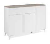 Sideboard Visby in wei� und Sandstein Wohn- und Esszimmer Kommode 133 x 92 cm