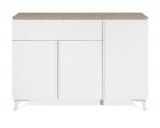 Sideboard Visby in wei� und Sandstein Wohn- und Esszimmer Kommode 133 x 92 cm