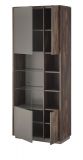 Vitrine Piano in Thermo Eiche und grau Vitrinenschrank mit Soft-Close 80 x 200 cm
