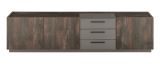 TV-Lowboard Piano in Thermo Eiche und grau XL TV Unterteil mit Soft-Close 200 x 50 cm