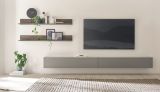 Wohnwand Piano in Thermo Eiche und grau Wohnkombination 4-teilig 380 x 170 cm