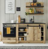 K�che Stove in Used Wood hell und anthrazit K�chenschrank Set 4-teilig 196 x 180 cm
