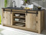 K�che Stove in Used Wood hell und anthrazit K�chenschrank Set 4-teilig 264 x 200 cm