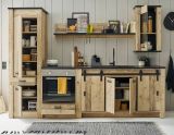K�che Stove in Used Wood hell und anthrazit K�chenschrank Set 5-teilig 284 x 201 cm