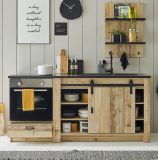 K�che Stove in Used Wood hell und anthrazit K�chenschrank Set 3-teilig 196 x 180 cm