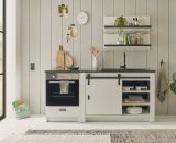 K�che Stove in wei� Pinie und anthrazit Landhaus K�chenschrank Set 4-teilig 196 x 180 cm