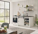 K�che Stove in wei� Pinie und anthrazit Landhaus K�chenschrank Set 4-teilig 196 x 180 cm