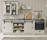 K�che Stove in wei� Pinie und anthrazit Landhaus K�chenschrank Set 4-teilig 264 x 200 cm