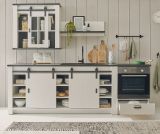 K�che Stove in wei� Pinie und anthrazit Landhaus K�chenschrank Set 4-teilig 264 x 200 cm