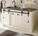 K�che Stove in wei� Pinie und anthrazit Landhaus K�chenschrank Set 5-teilig 284 x 201 cm