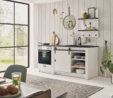K�che Stove in wei� Pinie und anthrazit Landhaus K�chenschrank Set 3-teilig 196 x 180 cm