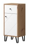Badezimmer Kommode Linea in wei� matt Lack und Artisan Eiche Badschrank 36 x 79 cm