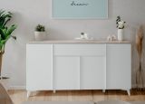 Sideboard Visby in wei� und Sandstein Wohn- und Esszimmer Kommode 177 x 92 cm