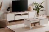 Sideboard Visby in wei� und Sandstein Wohn- und Esszimmer Kommode 177 x 92 cm