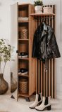 Kompaktgarderobe Madem in Artisan Eiche und Anthrazit mit 3D-Lamellen Garderobe mit Spiegel 80 x 190 cm