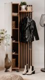 Kompaktgarderobe Madem in Artisan Eiche und Anthrazit mit 3D-Lamellen Garderobe mit Spiegel 80 x 190 cm