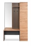 Kompaktgarderobe Madem in Artisan Eiche und Anthrazit mit 3D-Lamellen Garderobe mit Spiegel 122 x 190 cm