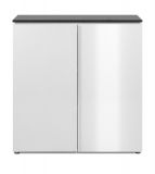 Kommode Briec in wei� Glanz und Matera grau Sideboard 89 cm