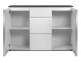 Sideboard Briec in wei� Glanz und Matera grau Kommode 133 cm