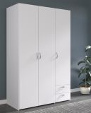 Kleiderschrank Enjour in wei� Dreht�renschrank 3-t�rig 120 x 185 cm