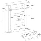Kleiderschrank Enjour in Jackson Eiche Dreht�renschrank 4-t�rig 160 x 185 cm