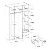 Kleiderschrank Enjour in Jackson Eiche Dreht�renschrank 3-t�rig 120 x 185 cm