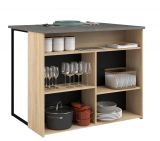 Parisot K�chentheke Fumay12 in Eiche und Beton grau K�cheninsel 109 x 80 cm