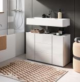 Waschbeckenunterschrank Larik in wei� Hochglanz Badezimmer Waschtisch 82 x 56 cm