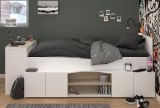 Parisot Hochbett Cleo1 in wei� und Eiche 90 x 200 mit Stauraum und Schreibtisch